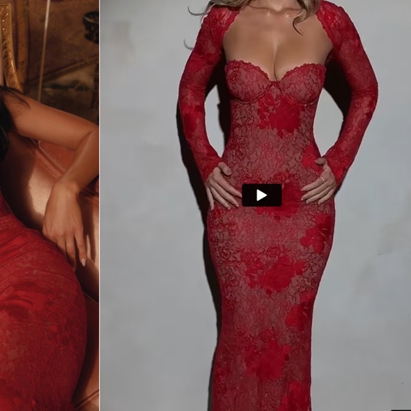 House of CB Lucienne Red Lace Embroidered Maxi Dress - Limited Edition - Picture 2 of 13